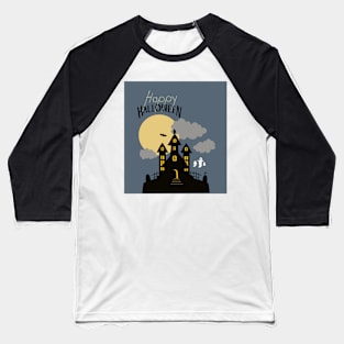 Classic Happy Halloween Scene Baseball T-Shirt